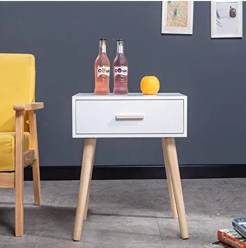 Nachtkastje Hout Nachtkastje Unit Wit 1 Lade Kast Commode End Bijzettafel