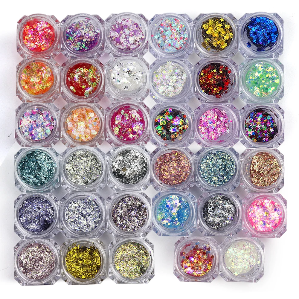 

Play Colors Bling Bling Glitter Loose Powder Eyeshadows 7colors in Stock with Small MOQ, Multi-colored