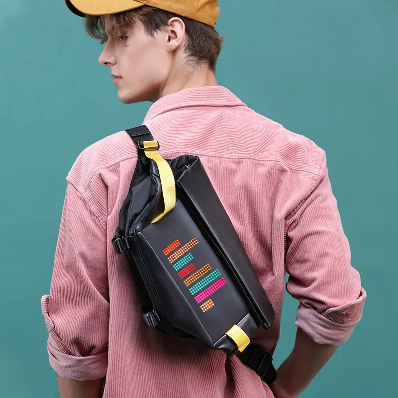 

Crelander 2021 Newest Bluetooth Version Smart Pix LED Backpack DIY Dynamic Chest Sling Bag With Led Display For Women Men, Black