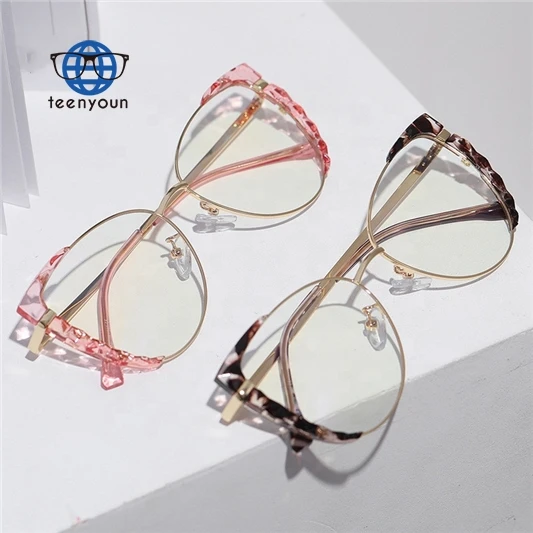 

Teenyoun Eyewear Stock Ready Spectacles Luxury Designer Blue Light Blocking Optical Glass Ins Style Round Metal Eyeglasses Frame