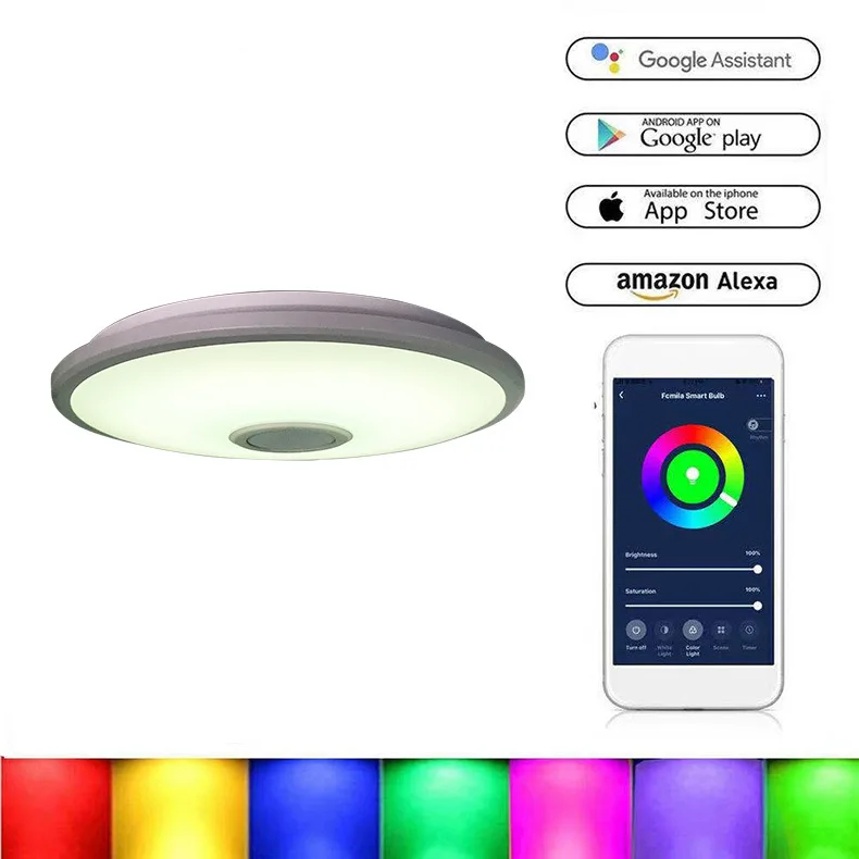 2020 36w Bluetooth Smart  Fixture Speaker RGBW APP/Voice Control Dimmable Works amazon alexa google home LED Ceiling Light