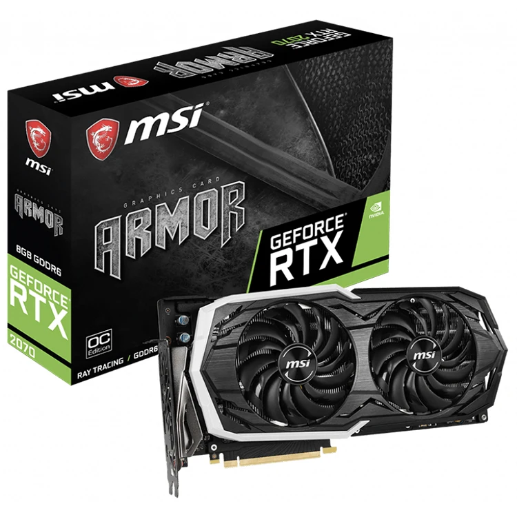 

MSI NVIDIA GeForce RTX 2070 ARMOR 8G OC Gaming Graphics Card with GDDR6 256-bit Memory Support Ray Tracing G-SYNC TECHNOLOGY