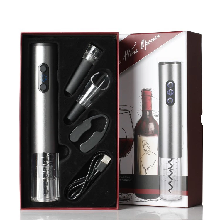 

Latest Design Amazon Electric Corkscrew Gift Rechargeable Bartender Kit Bottle Red Wine Opener Set, Gray, blue, red, black