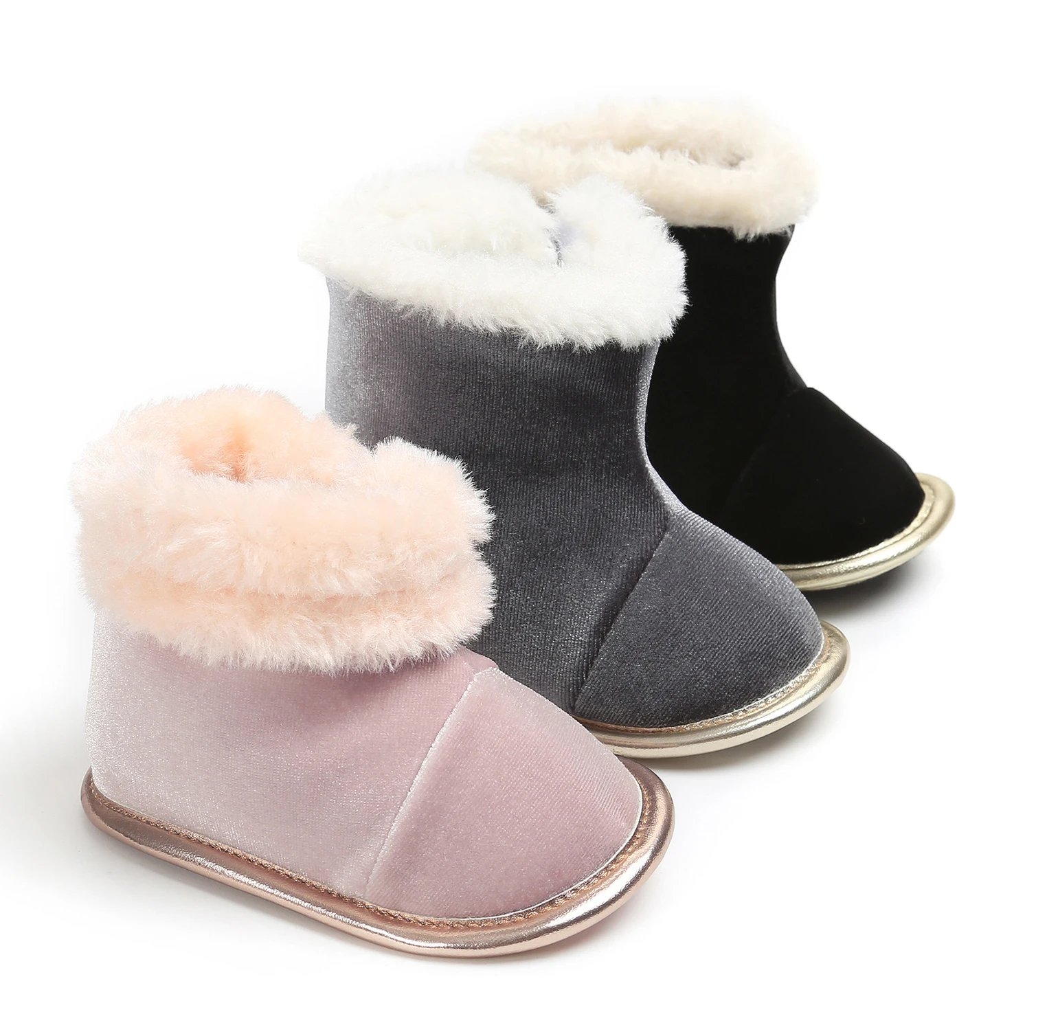 
Wholesale fashion winter Flannel upper Fur lining outdoor warm prewalker infant girl baby boots  (62240866252)