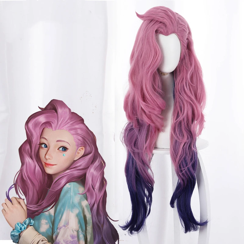 

Funtoninght new arrival KDA League of Legends cosplay wigs long curly blended color Seraphine cosplay wigs for cosplay lovers, Pic showed