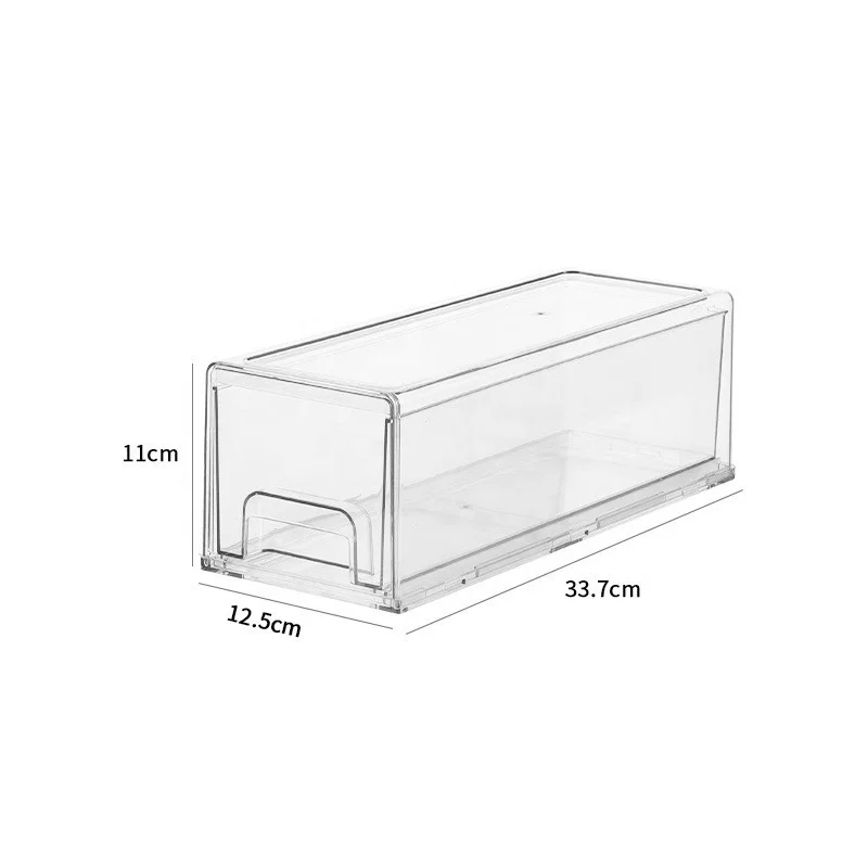 

KC0026 Transparent PET Fridge Organizer Sundries Refrigerator Storage Drawer Storage Box, Clear