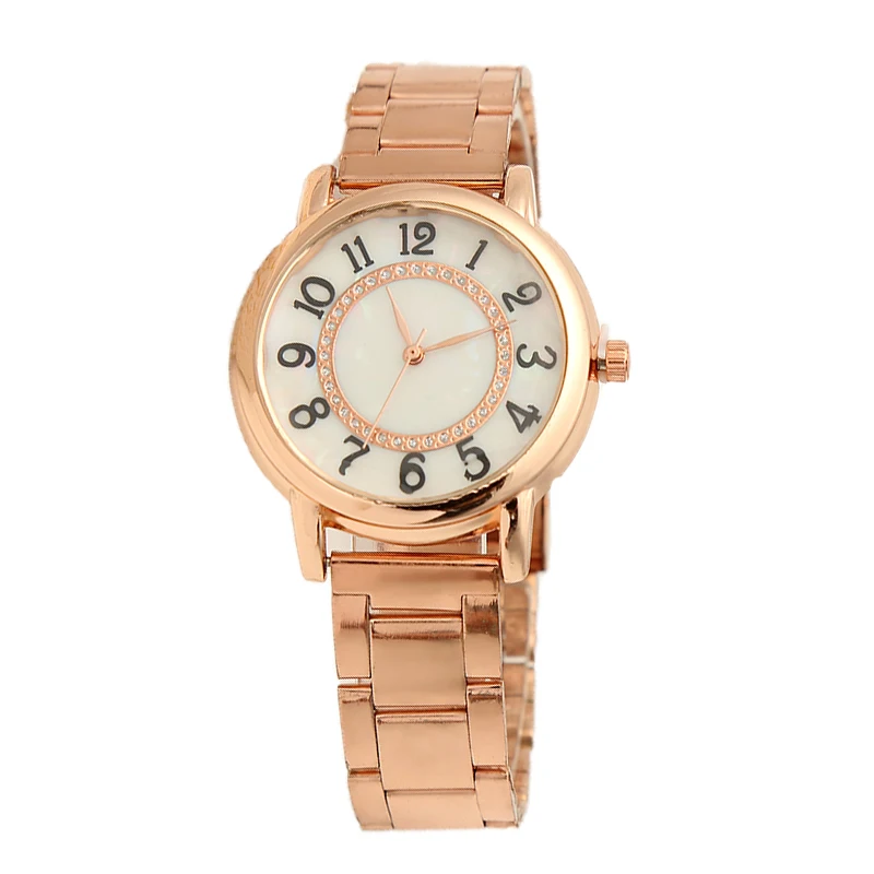 

New fashion steel belt disc digital display double ring dial ladies casual quartz watch, As picture