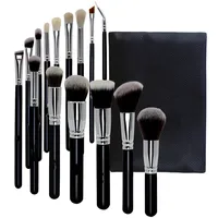 

professional 15 Pcs makeup brush set With Case black cosmetics low moq