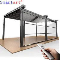 

automatic aluminum pergola with electric sliding glass roof system