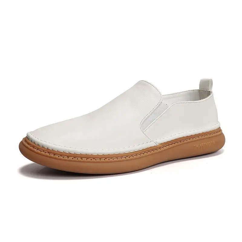 

Wholesale Hot Sale Simple Design Men's Casual Sneakers Slip on Leather Loafer Shoes