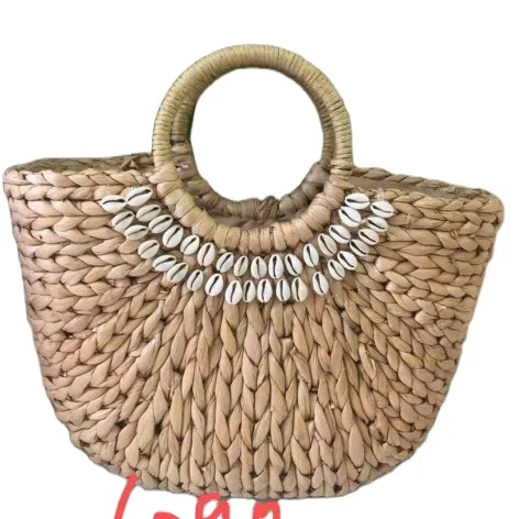 

2021 popular models hot sale ladies shell moon-shaped straw woven bag beach bag