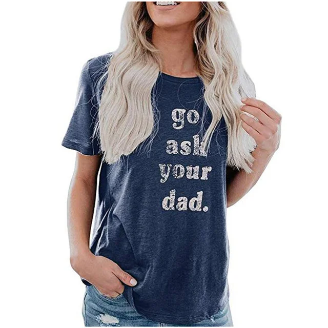 

2021 Hot Sale Women's Top Letter Print Crew Neck Short Sleeve T-shirt Female, Picture color