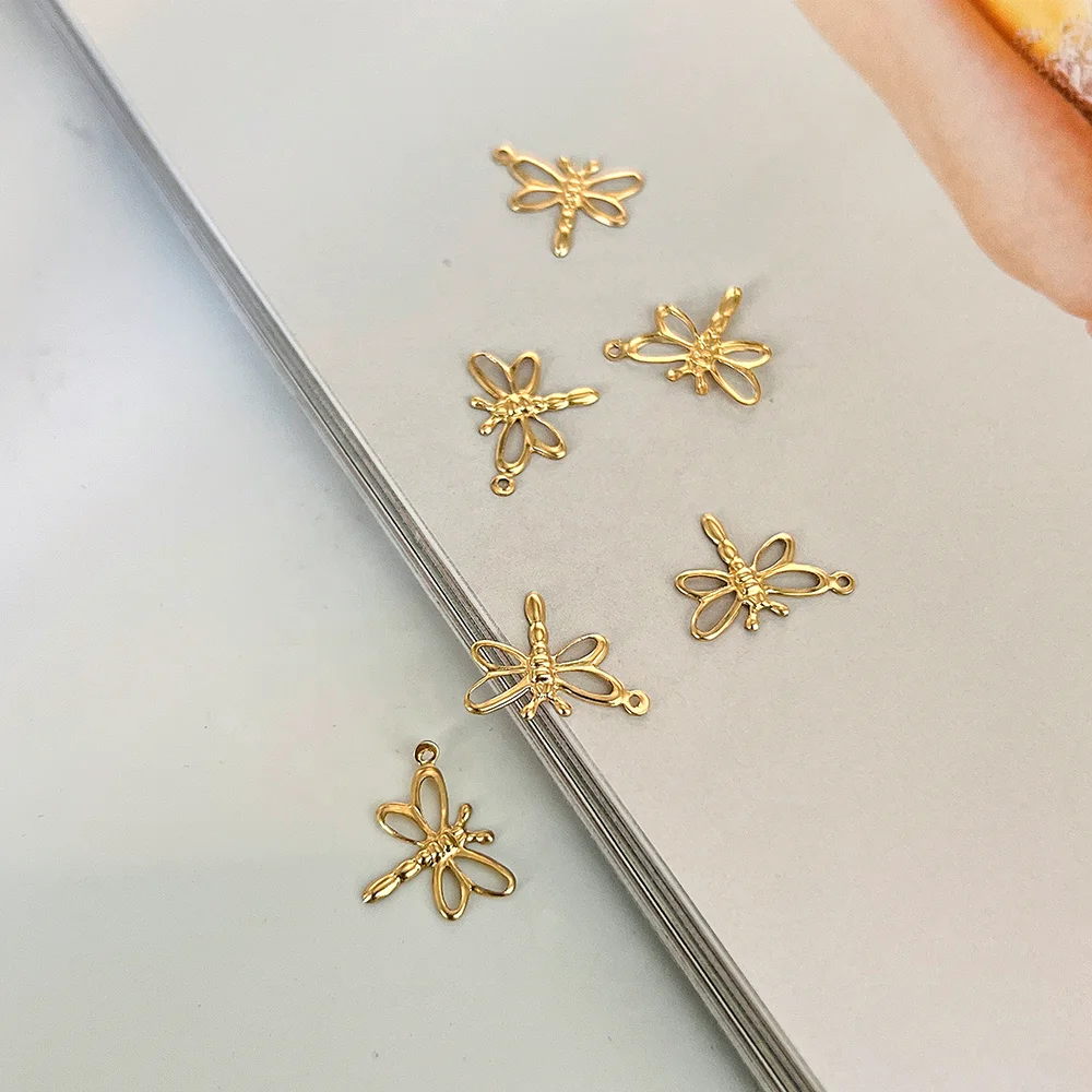 Fashion 14K Gold Filled Dragonfly Animal Charm for Jewelry DIY Making Accessories