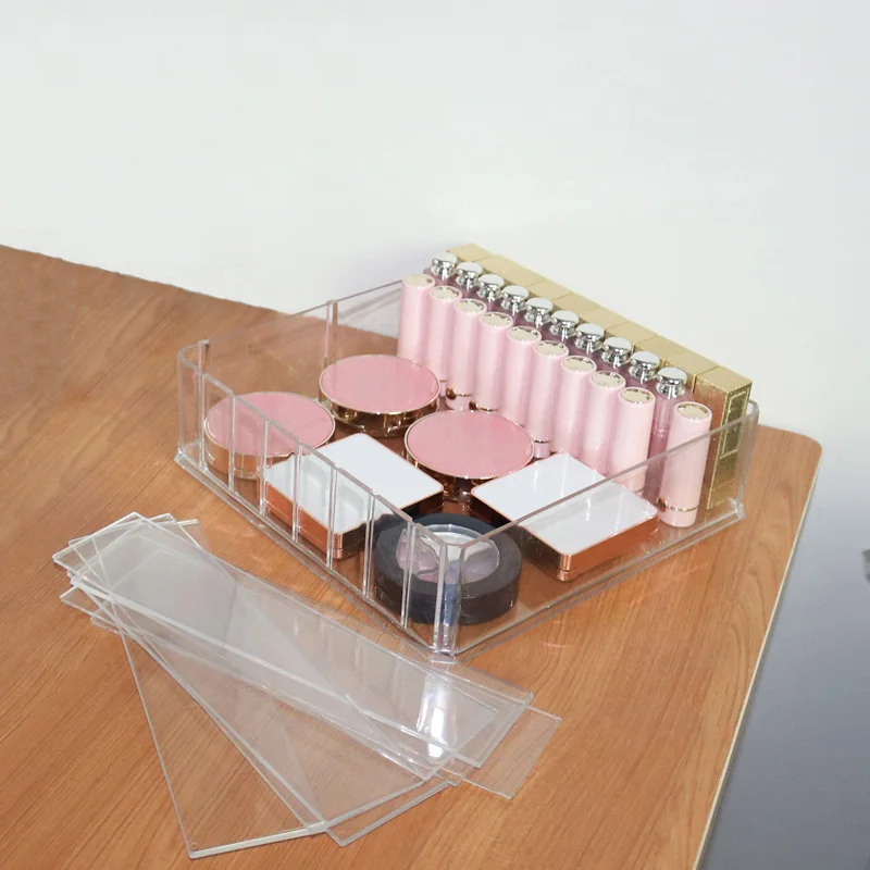 

Adjustable 6/8 Slots Makeup Organizer Cosmetic Storage Acrylic Desk Storage Case Clear Lipstick Organizer Storage Box Escritorio