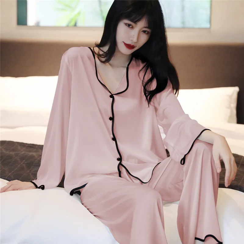 

Nightdress women's summer thin cardigan ice loose oversize Korean casual home wear pajamas silk shirt skirt, Customizes color