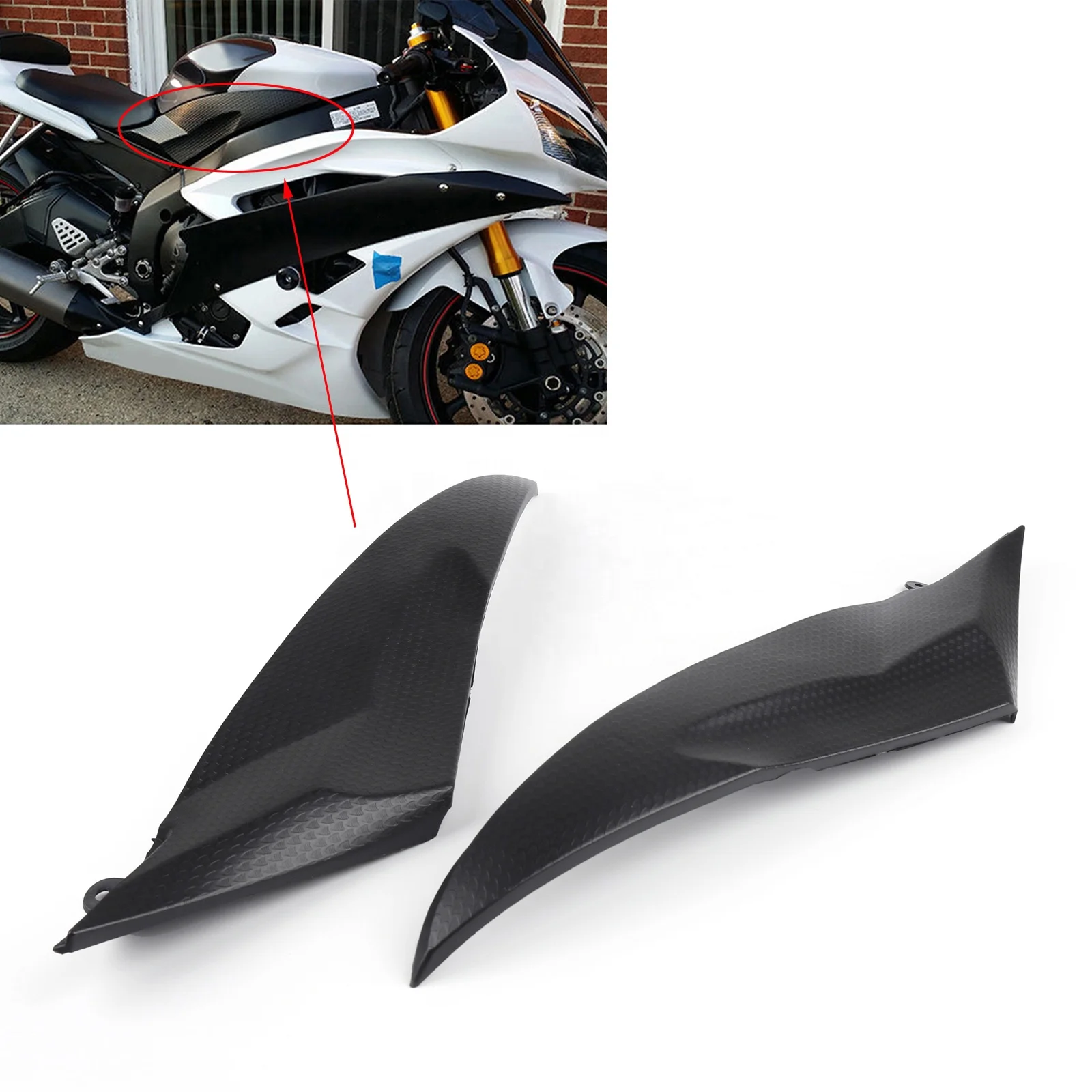 

Free Shipping Tank Side Fairing Panel Gas Tank Cover For Yamaha 2006 2007 YZF R6 2006-2007, Black