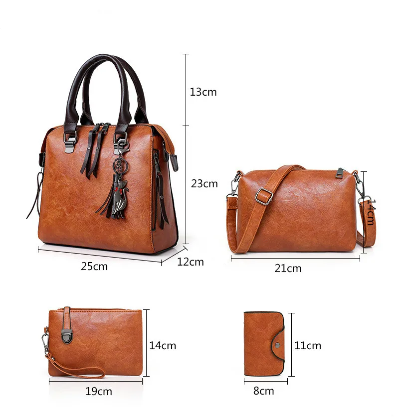 Women high quality Handbags sets Ladies Handbags Shoulder Bags Satchel 4pcs Purse Set