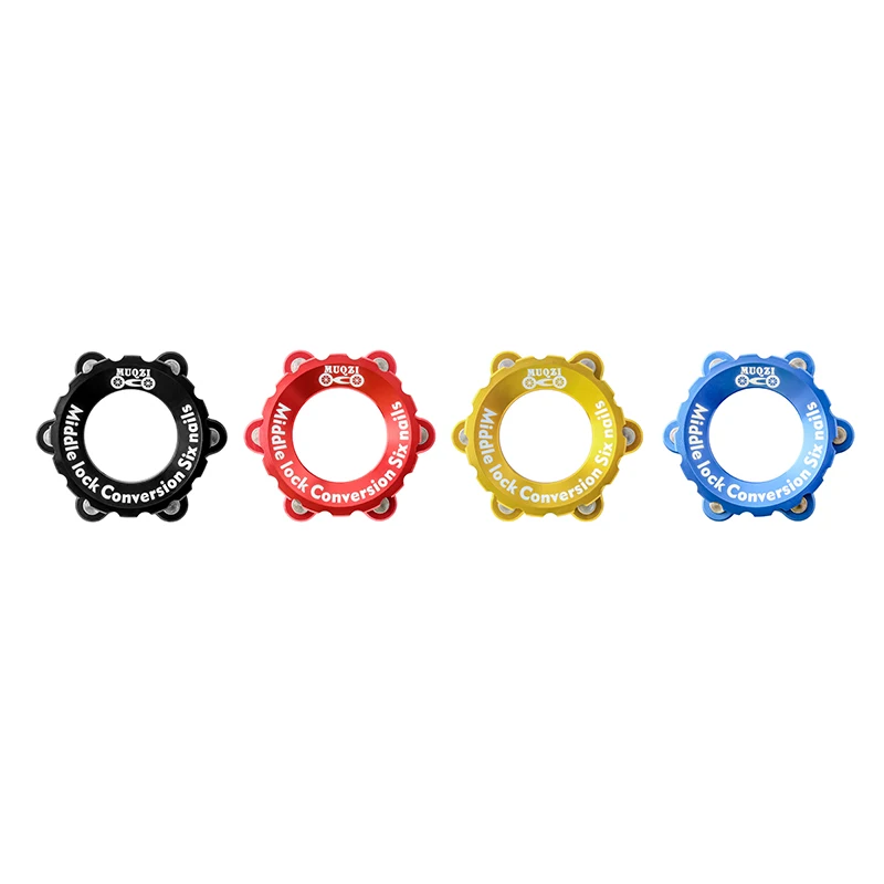 

MUQZI Centerlock To 6-Hole Adapter Bicycle Disc Brake Center Lock Conversion 6 Bolt Rotors Bike Hub Adapter, Black red gold blue
