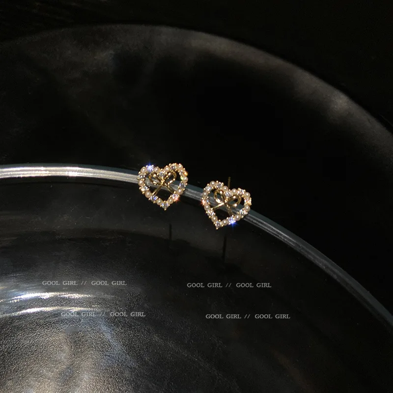 

real gold plated new statement heart stud earrings jewelry gold plated