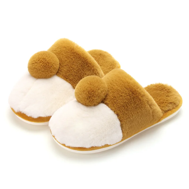 

New Winter Plush Cartoon Animal Plush Home Interior Corgi Hip Male and Female Couple Cotton Slippers, 5 colors