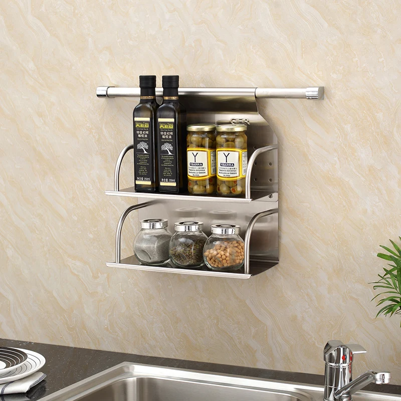 

Hot Sale Wall Mounted Hook Type Steel Rack Cabinet Spice Rack For Kitchen Spice