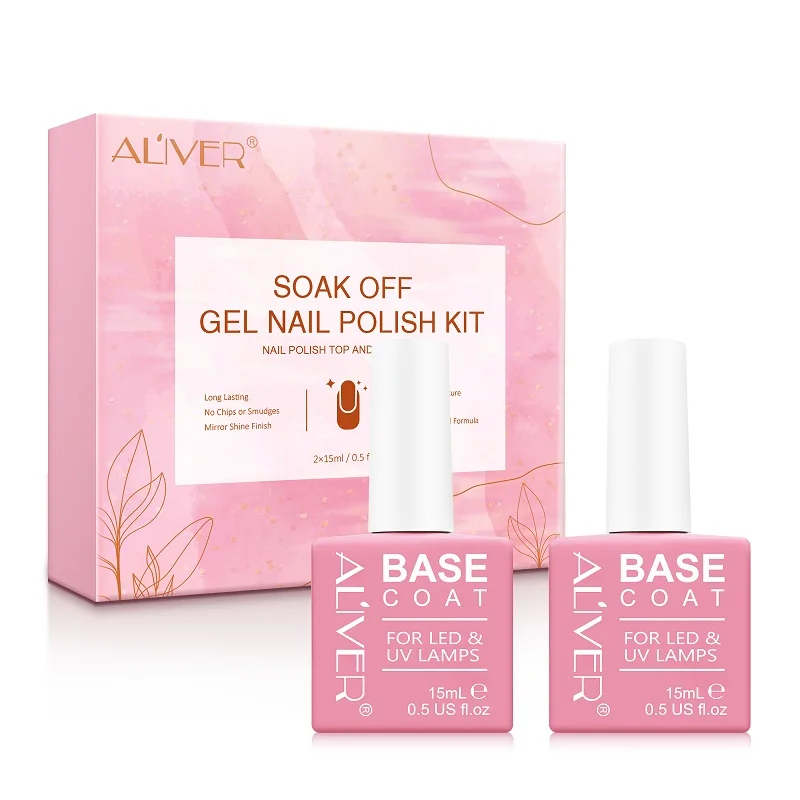 

ALIVER gel nail polish set clear private label wholesale uv gel top coat and base coat