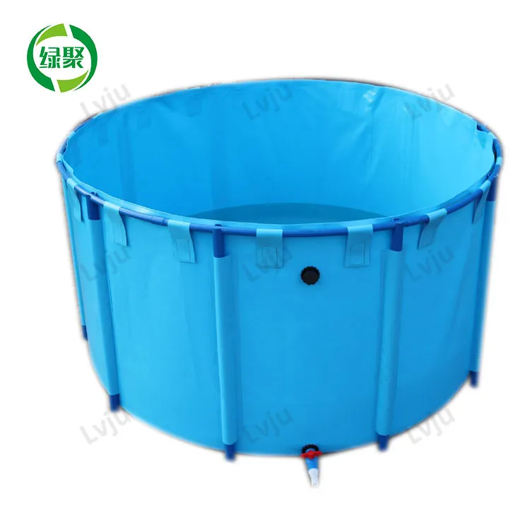 

1100gsm 0.9mm Collapsible Round Prawn Tank Fish Farming Tank, Blue/gray/custom