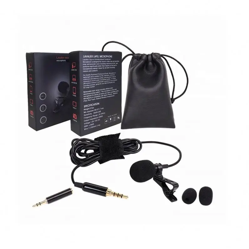 

GAM-141S New 3.5Mm Studio Lapel Microphone Condenser Recording Mobile Phone Use With High Quality, Black