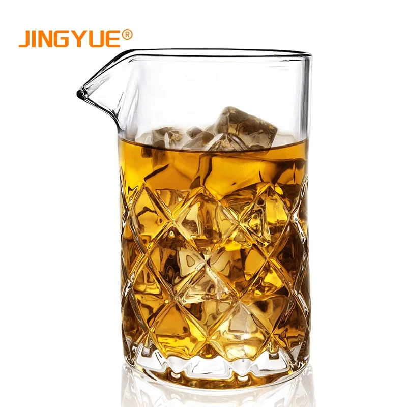 

Wholesale 500ml Seamless Clear Thick Bottom Bar Mixing Pitcher Vintage Cocktail Mixing Glass for Stirring Drinks In Stock