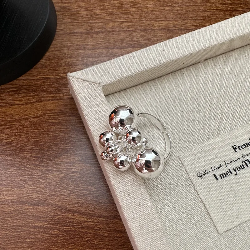 Vintage Handmade Round Big Small Ball Charm Finger Rings for Women Real 925 Sterling Silver Gifts Fine Jewelry