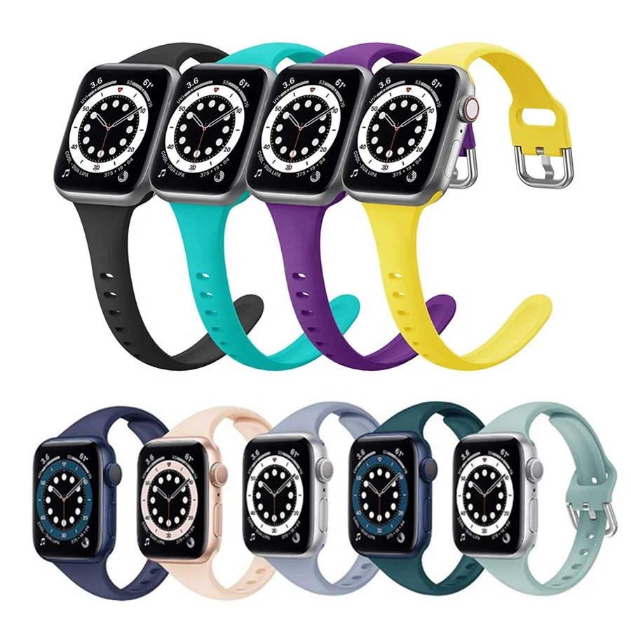 

Compatible with Apple Watch Bands 38mm 40mm for Women Slim Breathable Silicone Sport Wristband 42mm 44mm for iWatch Series 6 SE, Black,white ,pink,purple,yellow,green etc