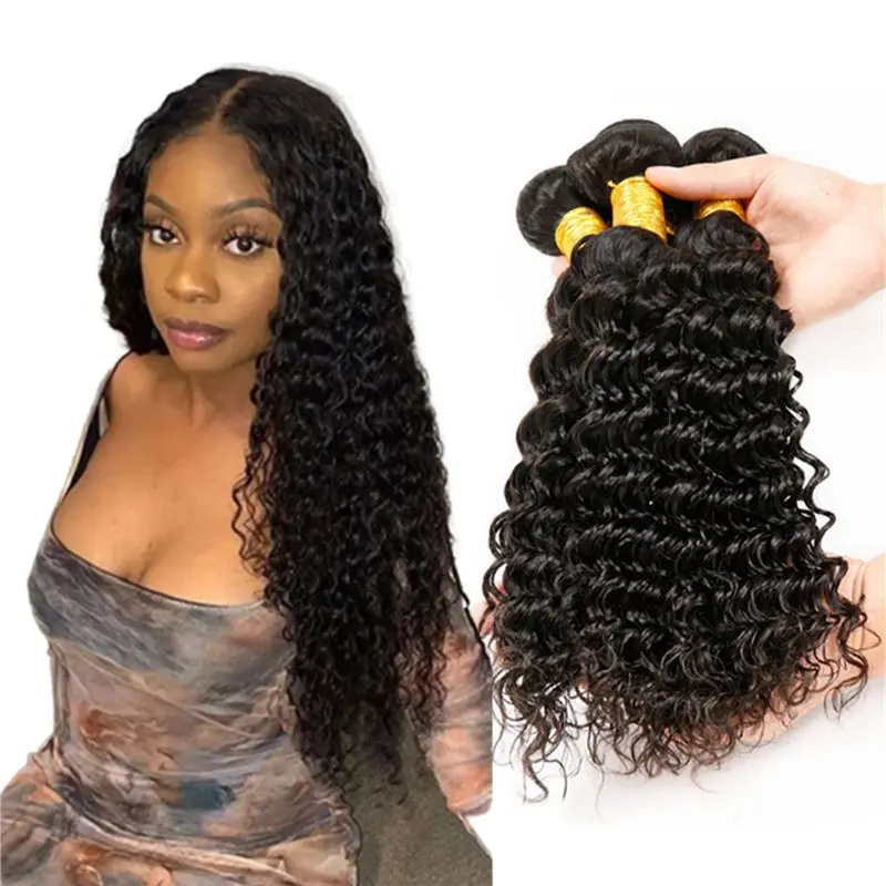 

Pretty deep wave hair bundles free sample mink Brazilian human hair extension weave virgin human hair vendors