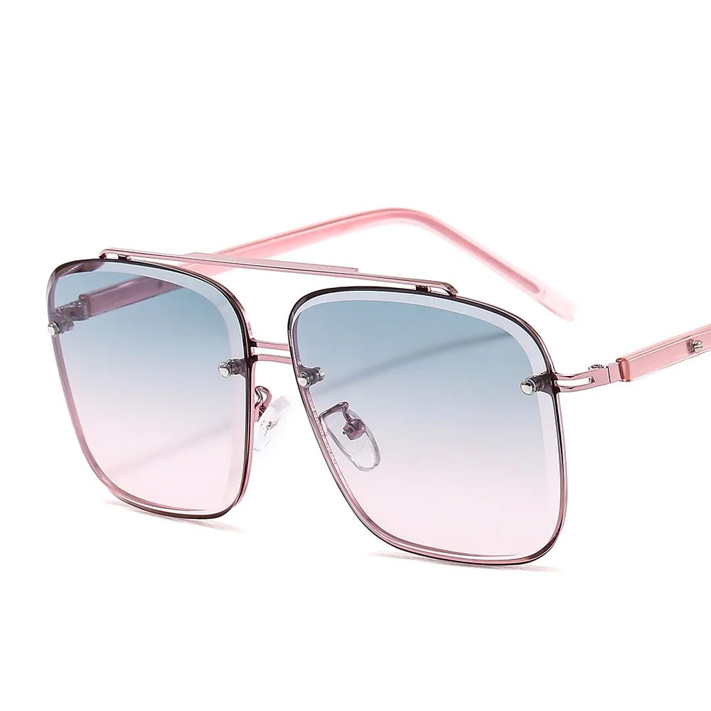 

MOCOO Fashion Ocean Lens yellow pink metal Sun glasses China Rimless Women Sunglasses 2020, As you see