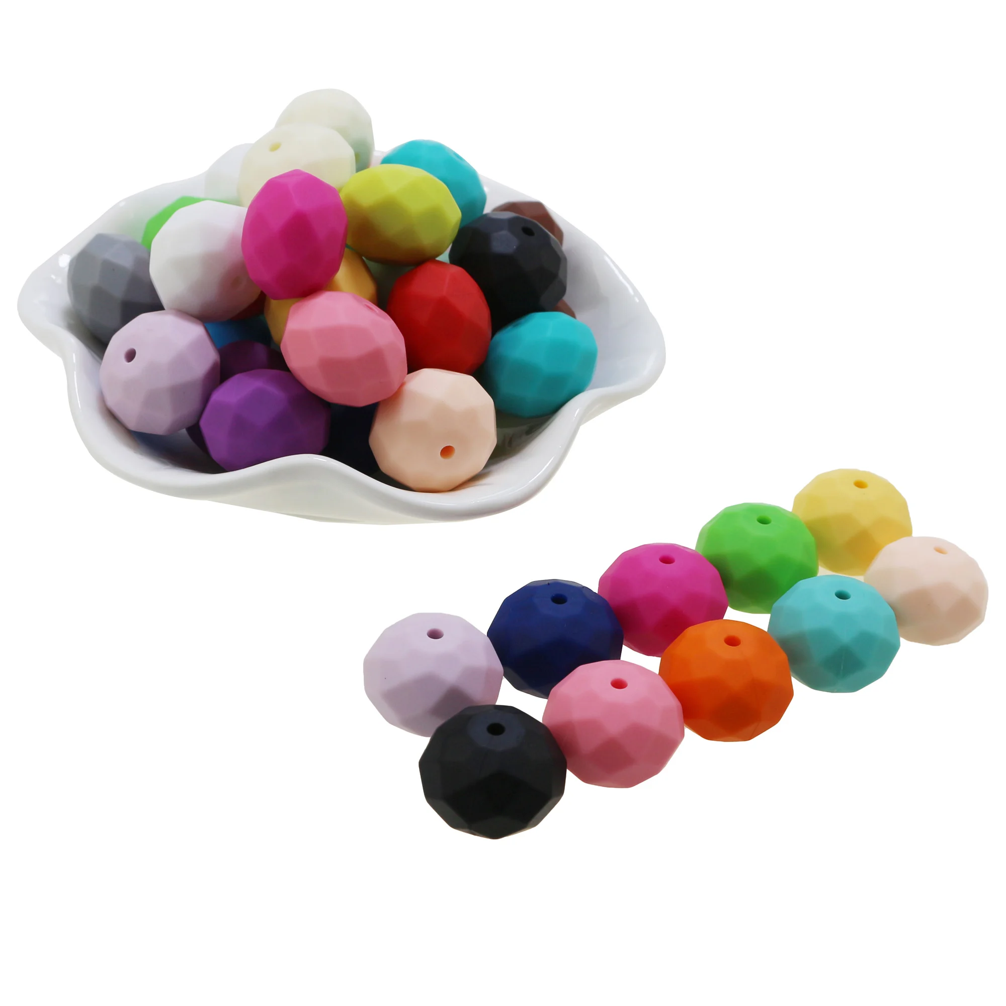 

Wholesale Food Grade Silicone Beads Teething Silicone Hexagon Round baby teether chew Beads BPA FREE Abacus Silicone Beads