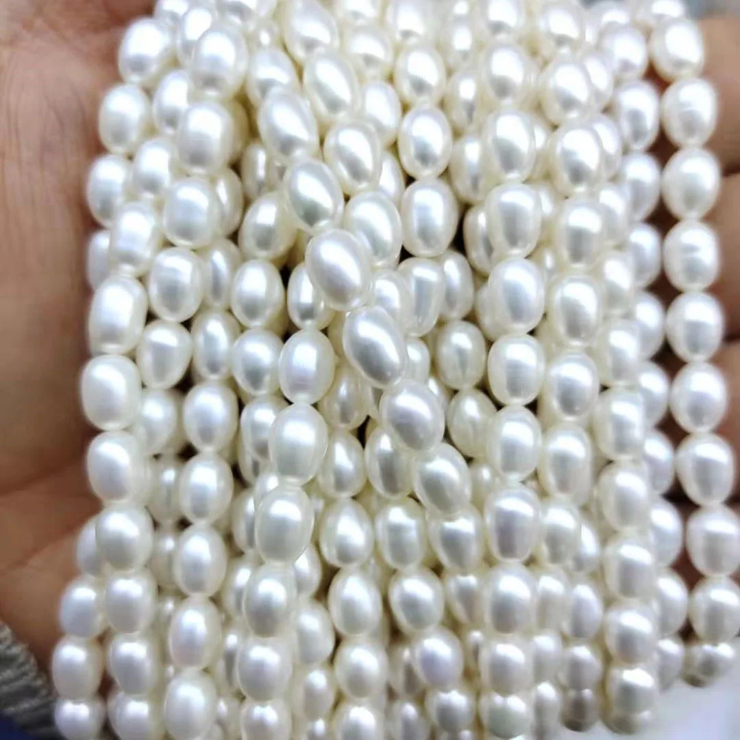 5.5-6 mm rice shape nature pearl wholesale freshwater loose pearl strandmini freshwater pearl AA+ good quality