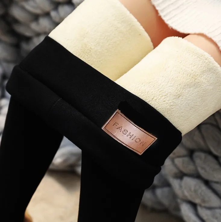 

Women Casual Warm up Slim Pants High Waisted Fleece Lined Winter Velvet Super Thick Imitation Cashmere Wool leggings, Multi color optional