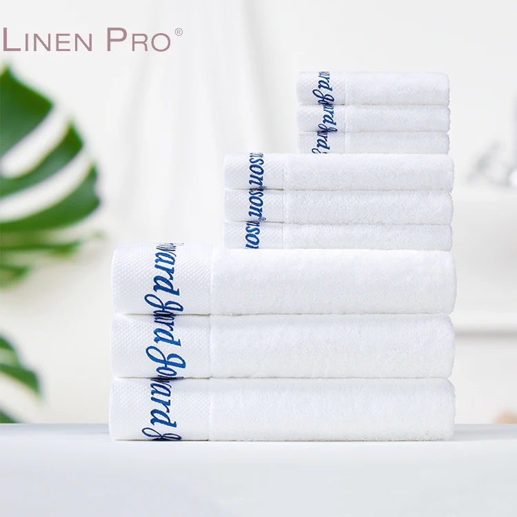 

Linenpro Wholesale Hospitality Customized White Super Absorbent Pure Cotton Hotel Bath Towel With Logo