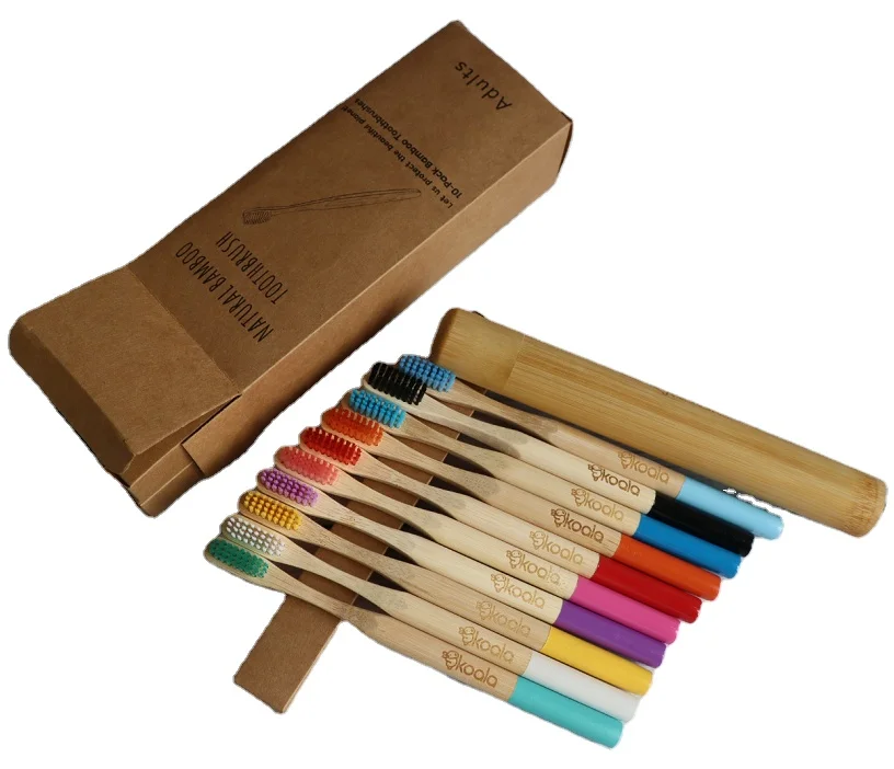 

10PCS/Set Recycle Cepillos de Bambu Bamboo Toothbrush Wholesale Adults Tooth Brush Set Cepillo Dental Bambu