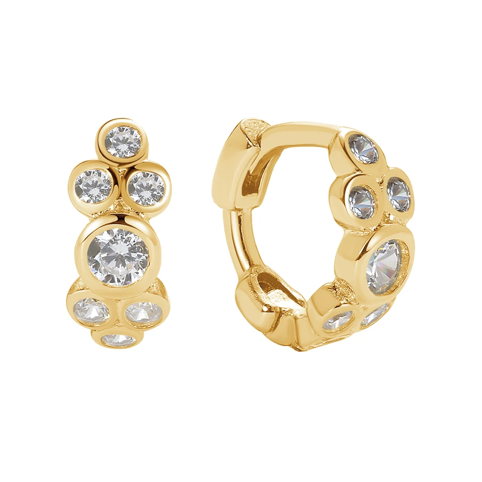 

wholesale jewelry stores 925 Sterling Silver 18K Gold Plated Cubic zircon Embellished Clicker Huggie Hoop Earrings