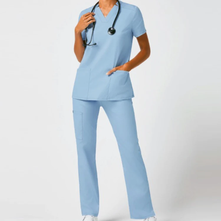 Medical Hospital Uniform Nursing Stretch Customized Female Straight Leg ...