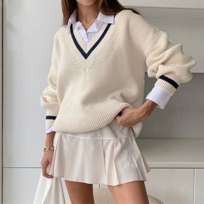 

Knitted Sweater Knit Custom New Fashion Woman Pullover Plain Cotton Retro Womens Sweaters