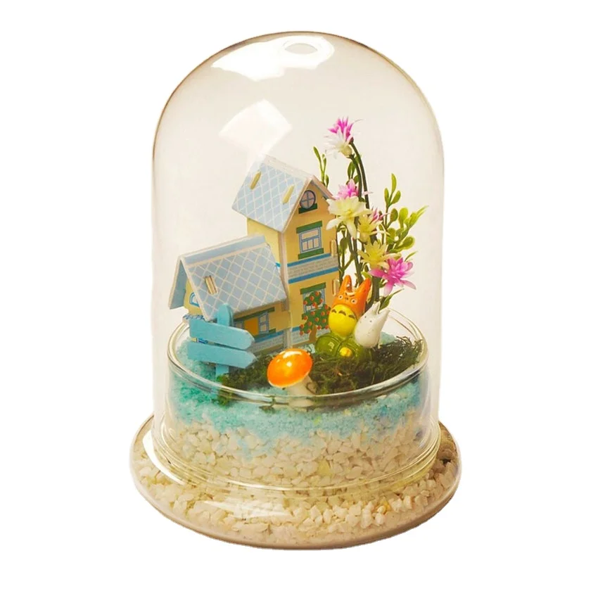 

Hot Sell Most Popular Landscape Cover Small Glass Dome with Colorful Base