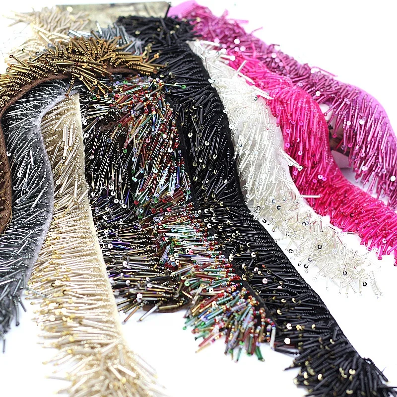 

wholesale Curtain Tassel Sequin Fringe Trim For Evening Dresses, As sample or customized