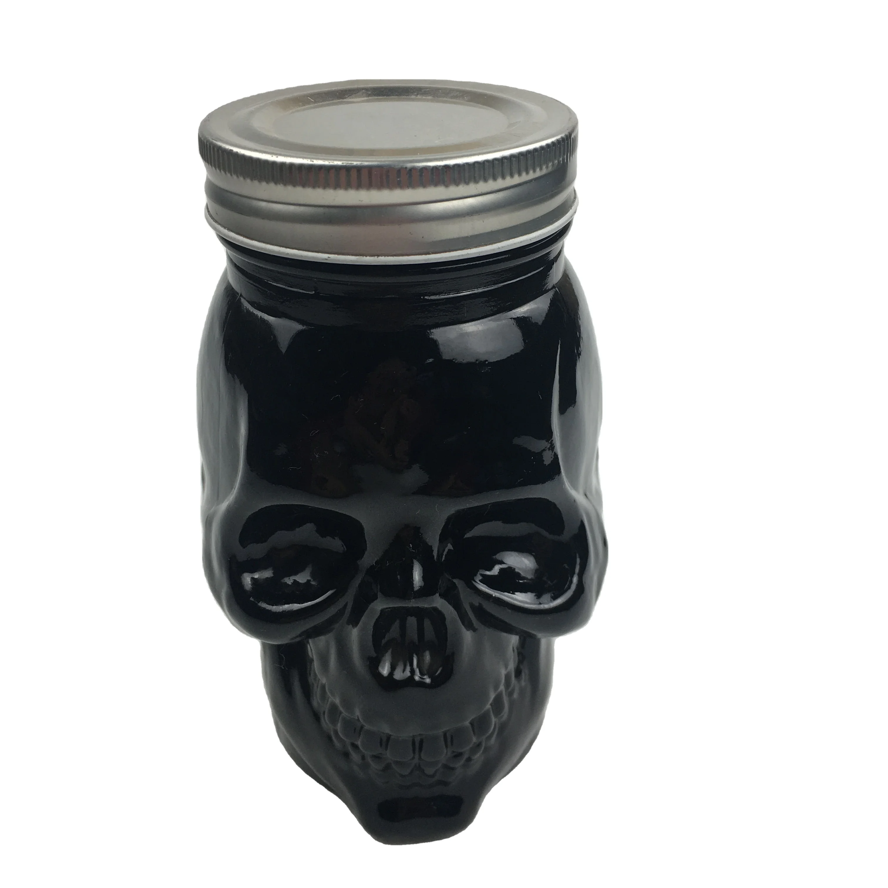 

500ml Screw Top Cool Black Glass Material Human Head Mason Jar