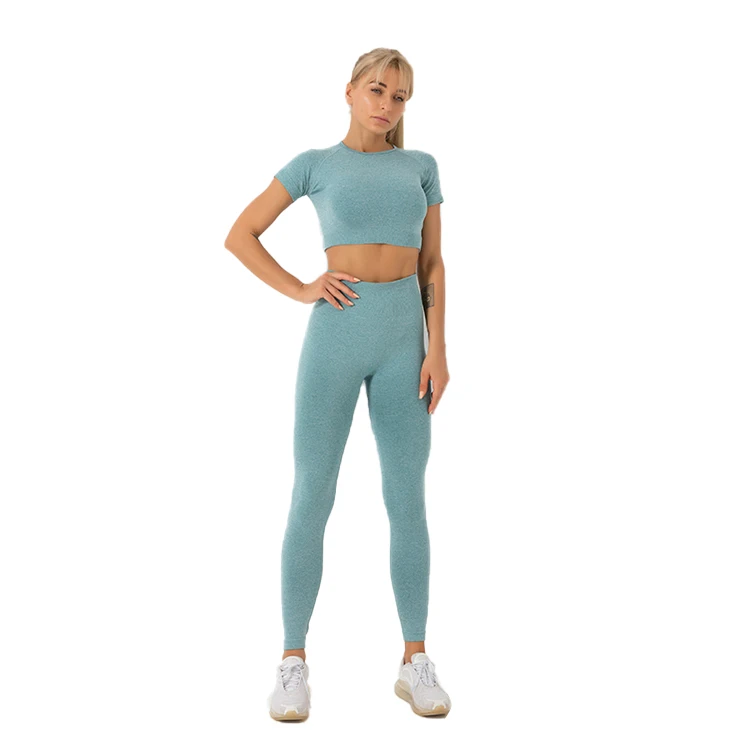 

Custom Pleated seamless Yoga fitness set women's tank top Yoga Pants two piece set, Customized colors