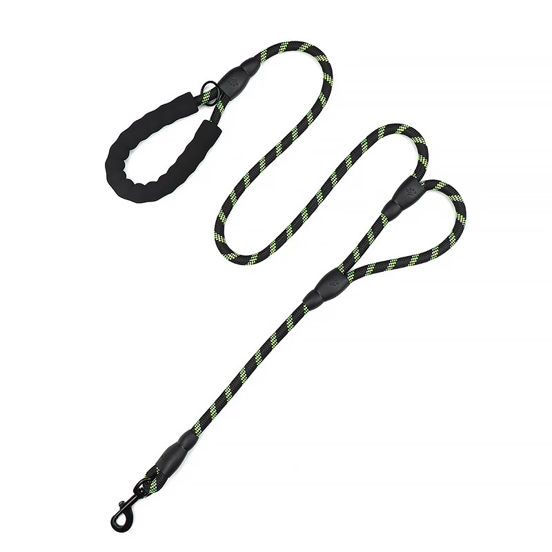 Dual Handle Dog Training Walking Leash Reflective Nylon Braided