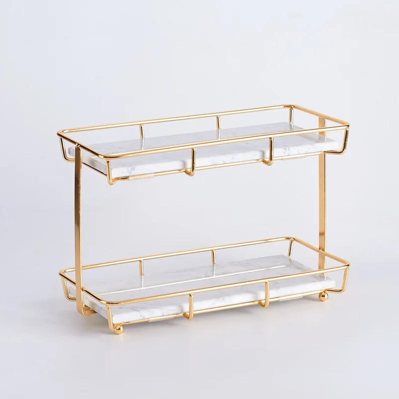 

Ready To Ship New Design Multi-functional Display Metal Stand For 2 Layers Tray Marble Jewellery Stand