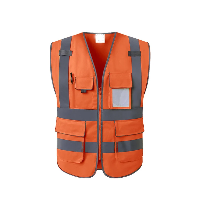 

5 pocket Zipper Closer Custom Logo High Visibility Safety Vest Construction Worker Vest Roadway New Design Safety Vest