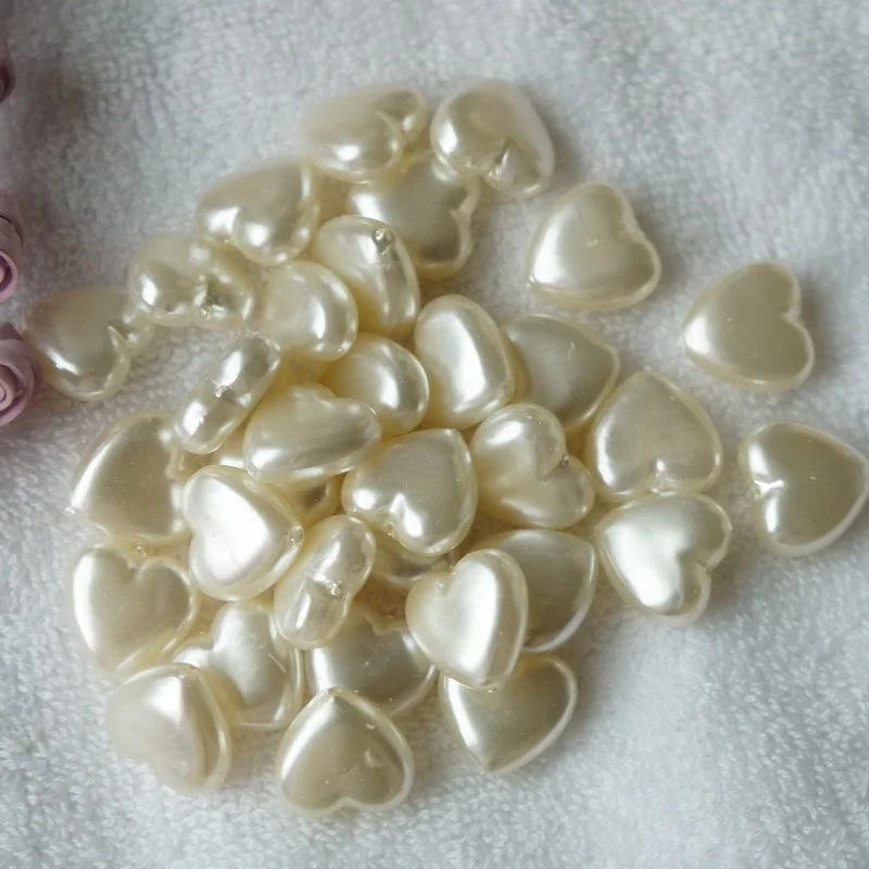 

heart-shaped loose pearl beads Beige ABS pearl bead Wholesale For Necklace Jewelry Making Handmade Crafts Accessories