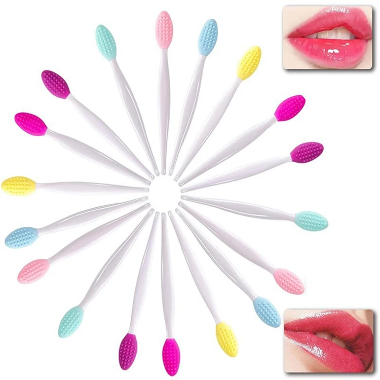 

Private Label Applicator Tool Exfoliating Lip Brush Nose Cleaning Brush Double Side Soft Silicone Lip Scrub Exfoliator Brushes, Multi color